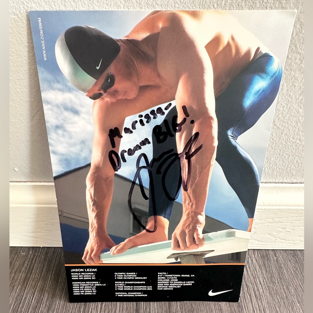 Jason lezak Olympic swimmer autographed poster - like new condition